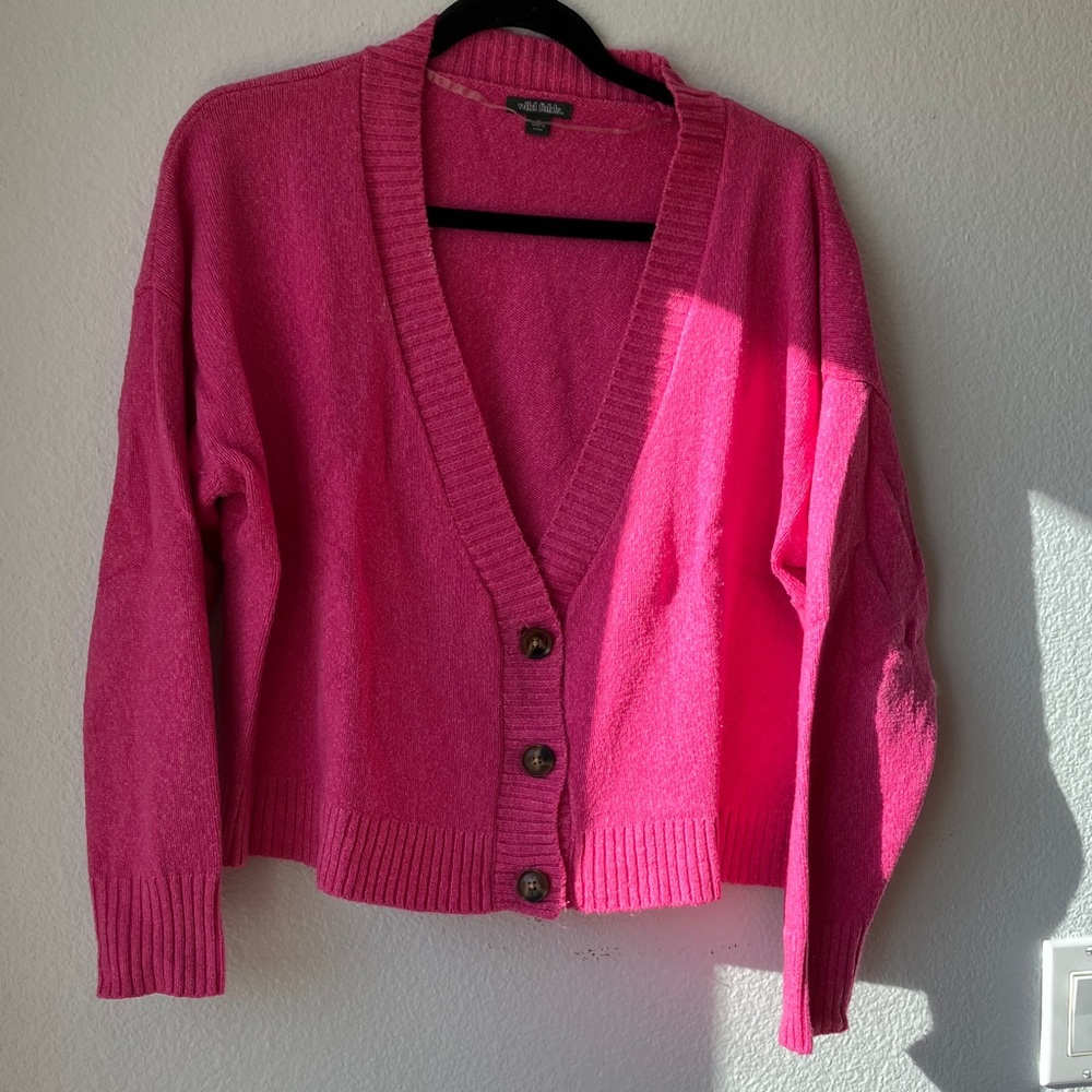 Wild Fable Bright Pink Cardigan Sweater